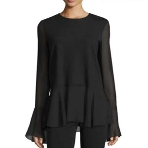 Theory Lexanda C Idol Peplum Silk Wool Blend Top